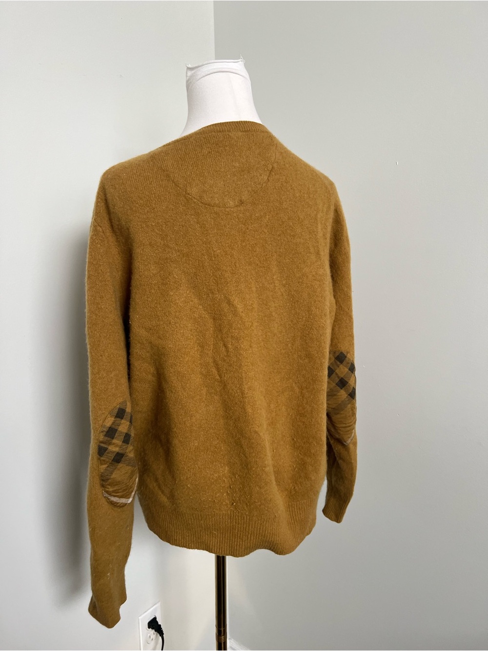 Burberry Cashmere Sweater Camel Nova Check Elbow Patch - Picture 7 of 10